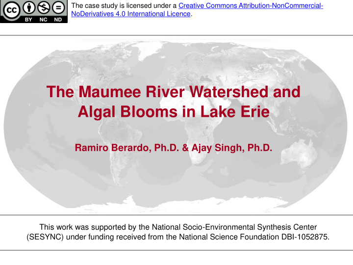 the maumee river watershed and algal blooms in lake erie