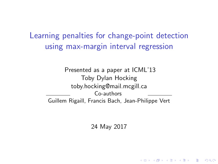 learning penalties for change point detection using max