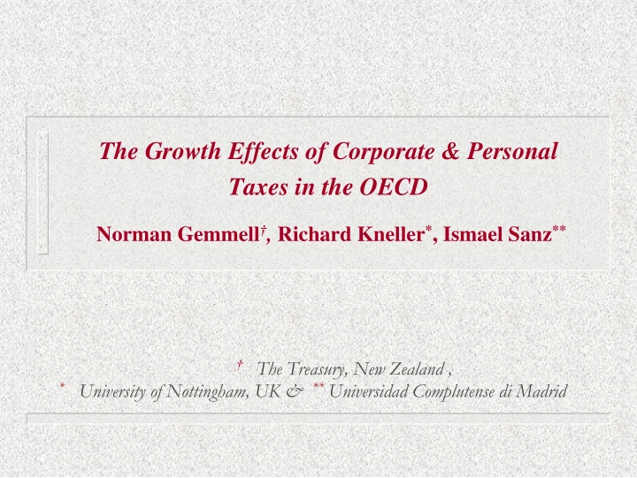 the growth effects of corporate personal taxes in the oecd