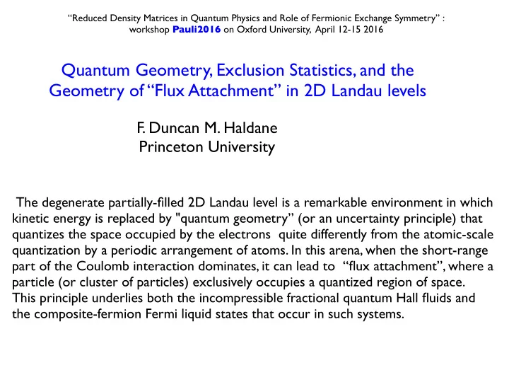 quantum geometry exclusion statistics and the geometry of