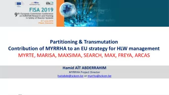 Partitioning &amp; Transmutation  Contribution of MYRRHA to an EU strategy for HLW management