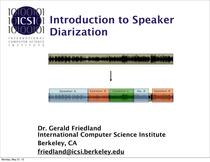 introduction to speaker diarization