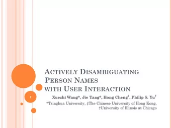 P ERSON N AMES WITH U SER I NTERACTION  1 M OTIVATION  Search an author in DBLP  Do these papers