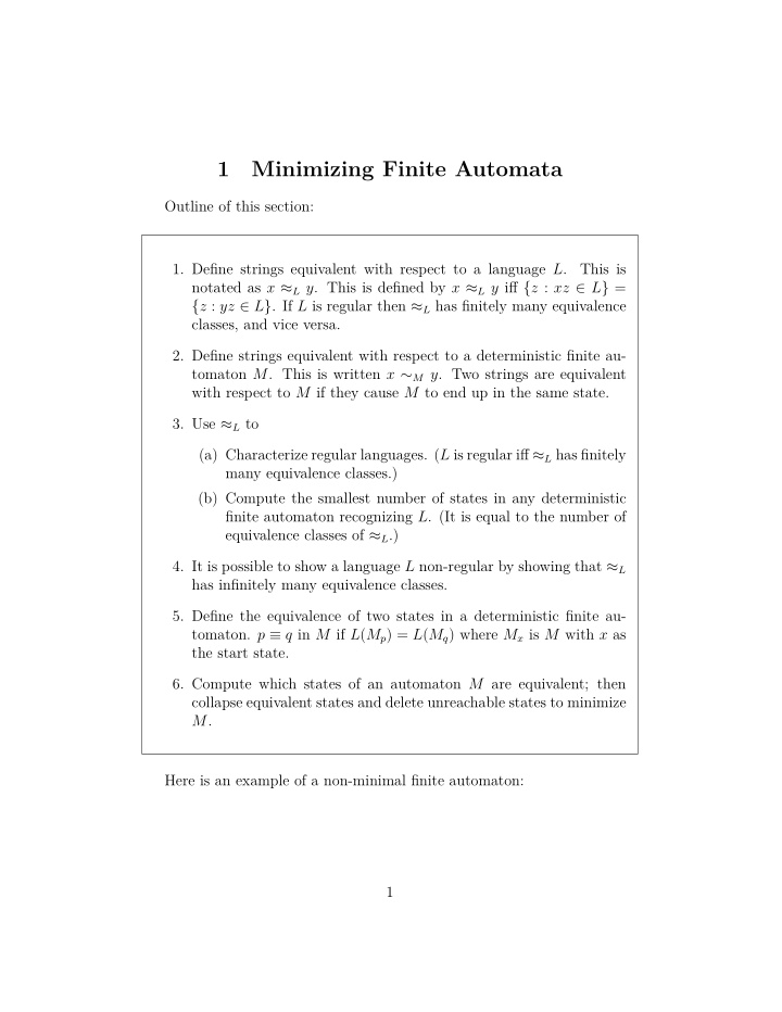 1 minimizing finite automata