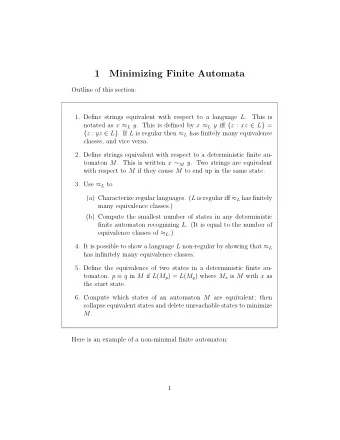 1  Minimizing Finite Automata  Here is an example of a non-minimal fjnite automaton:  collapse