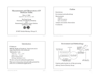Measurements and Observations of IP  Introduction  Multicast Traffic  Environment and methodology
