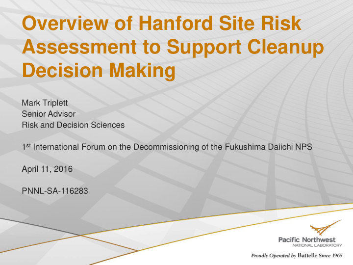 overview of hanford site risk