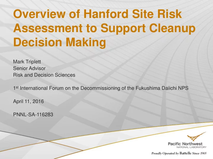 overview of hanford site risk