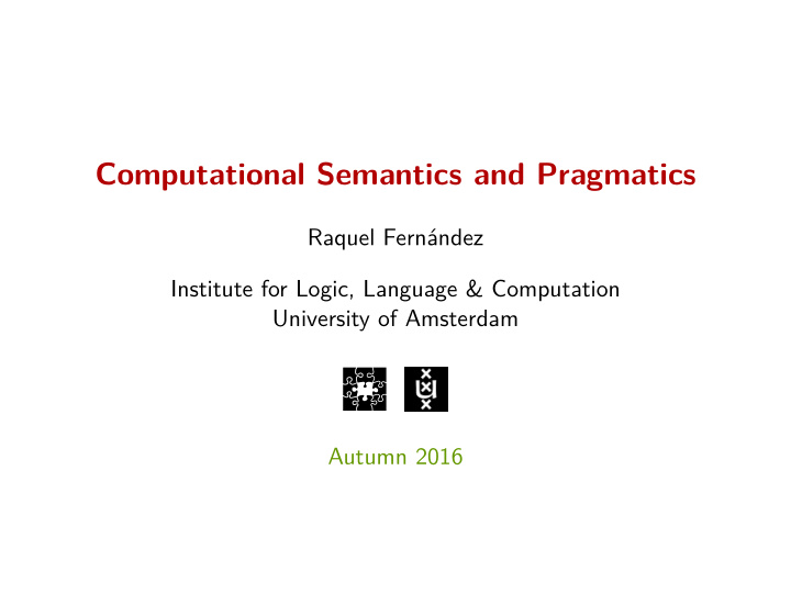 computational semantics and pragmatics