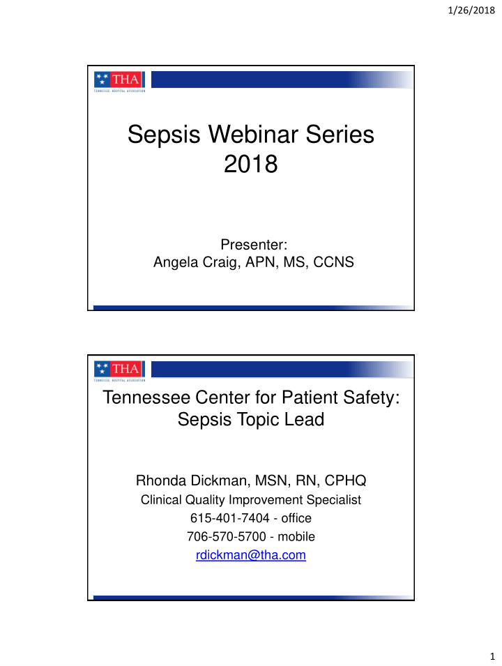 sepsis webinar series 2018