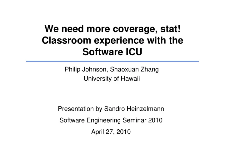 we need more coverage stat classroom experience with the
