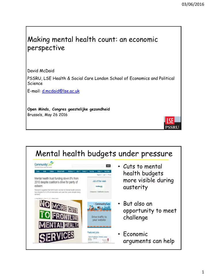 mental health budgets under pressure