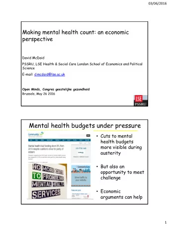 Mental health budgets under pressure  Cuts to mental  health budgets  more visible during