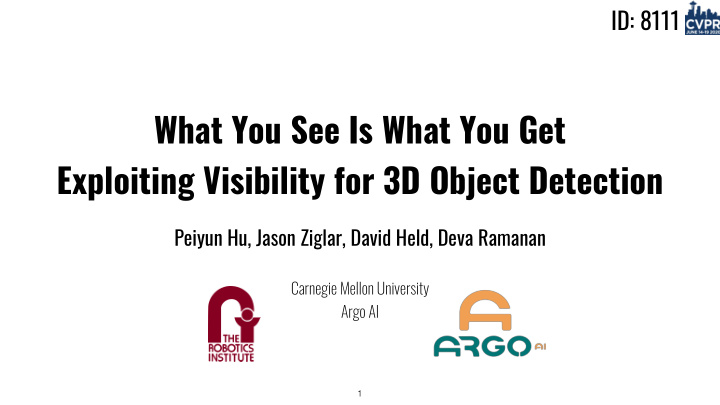 what you see is what you get exploiting visibility for 3d