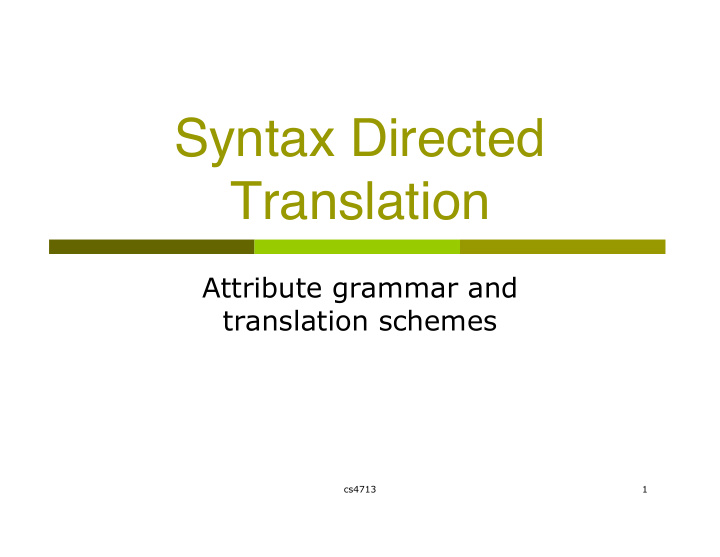 syntax directed translation