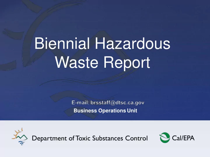 biennial hazardous waste report