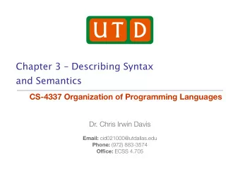 !&quot; # Chapter 3  Describing Syntax  and Semantics  CS-4337 Organization of Programming