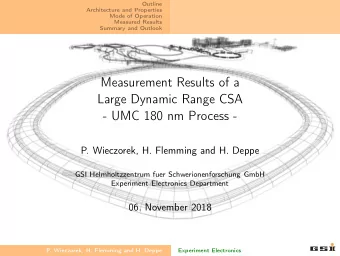 Measurement Results of a  Large Dynamic Range CSA  - UMC 180 nm Process -  P. Wieczorek, H.