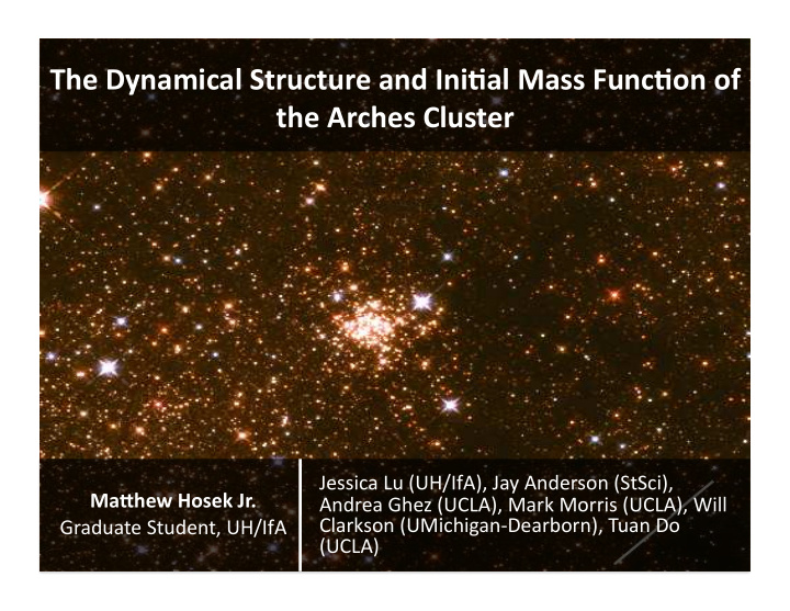 the dynamical structure and ini3al mass func3on of the