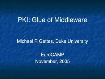 PKI: Glue of Middleware  PKI: Glue of Middleware  Michael R Gettes, Duke University  Michael R