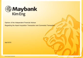 Opinion of the Independent Financial Advisor Regarding the Asset Acquisition Transaction and