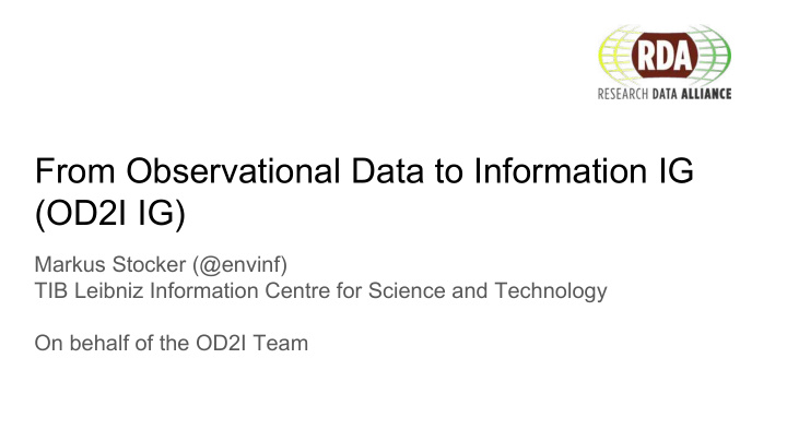 from observational data to information ig od2i ig