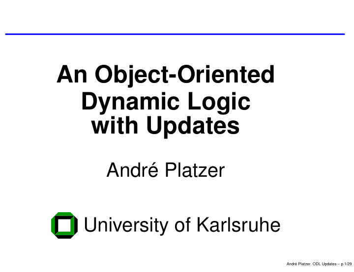 an object oriented dynamic logic with updates