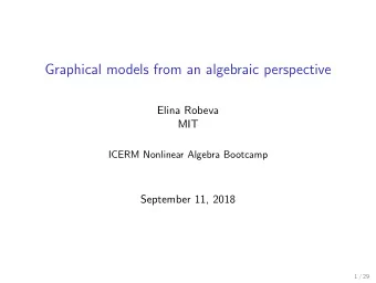 Graphical models from an algebraic perspective  Elina Robeva  MIT  ICERM Nonlinear Algebra Bootcamp