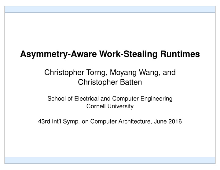 asymmetry aware work stealing runtimes