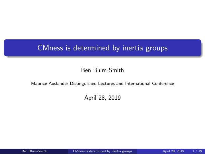 cmness is determined by inertia groups