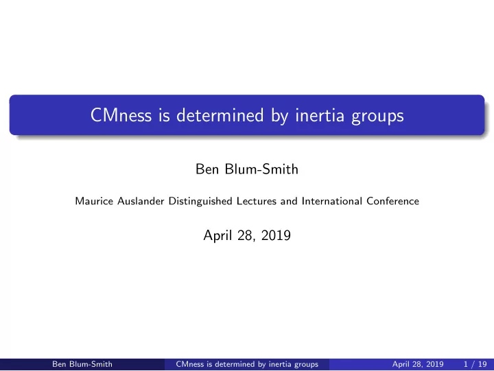 cmness is determined by inertia groups
