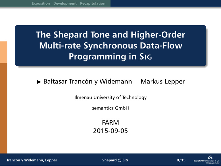 the shepard tone and higher order multi rate synchronous