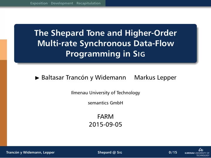 the shepard tone and higher order multi rate synchronous
