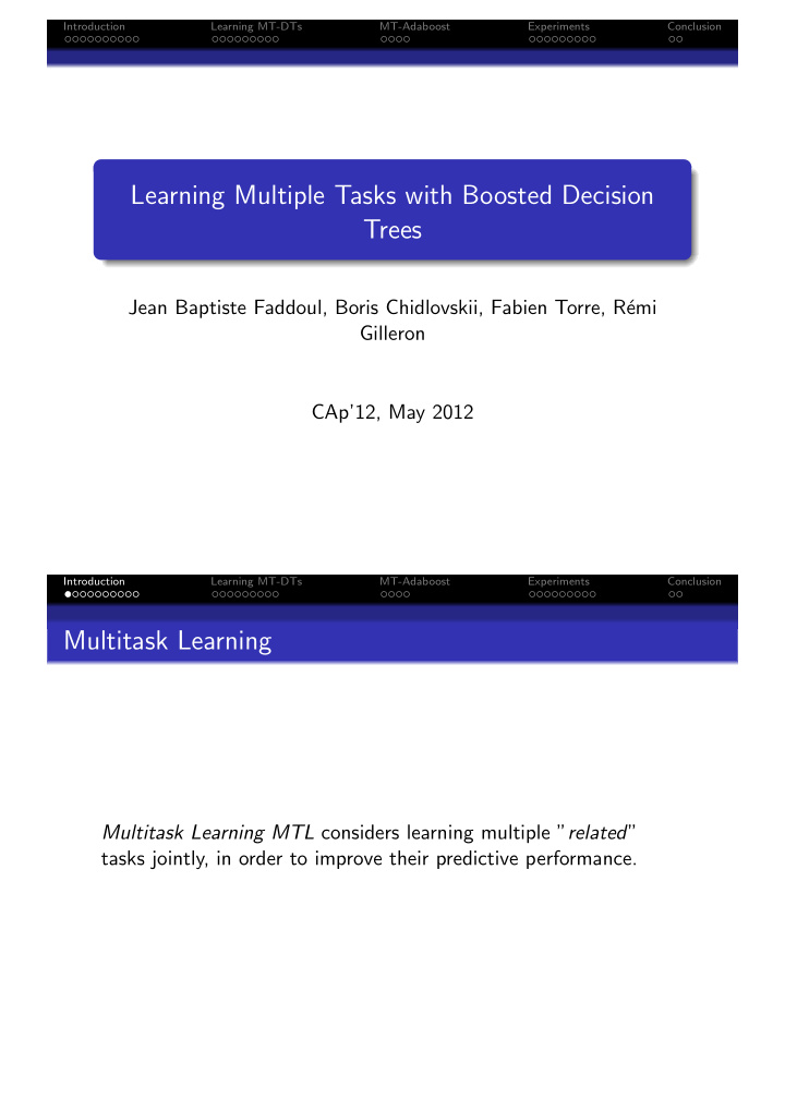 learning multiple tasks with boosted decision trees