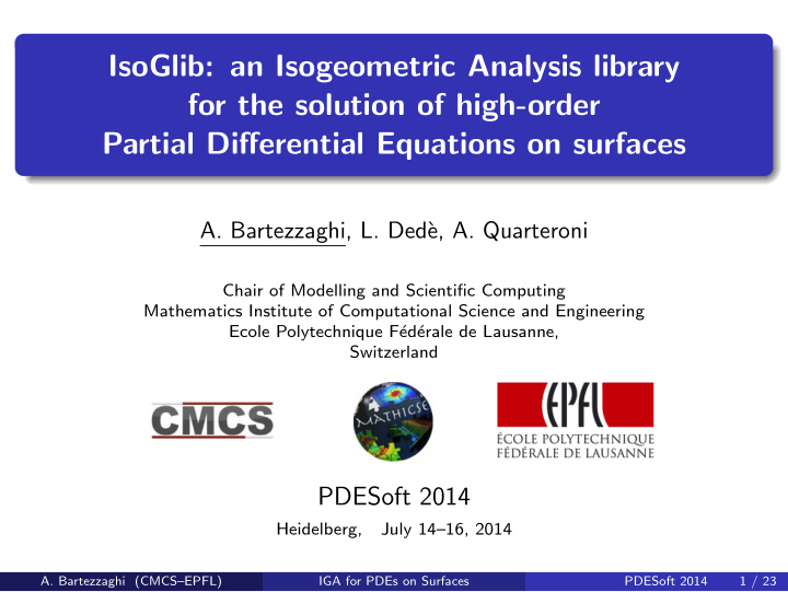 isoglib an isogeometric analysis library for the solution