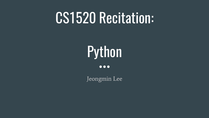 cs1520 recitation python