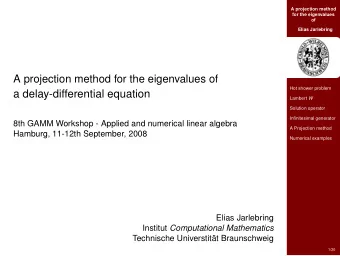 a delay-differential equation Lambert W  Solution operator  Infinitesimal generator  8th GAMM