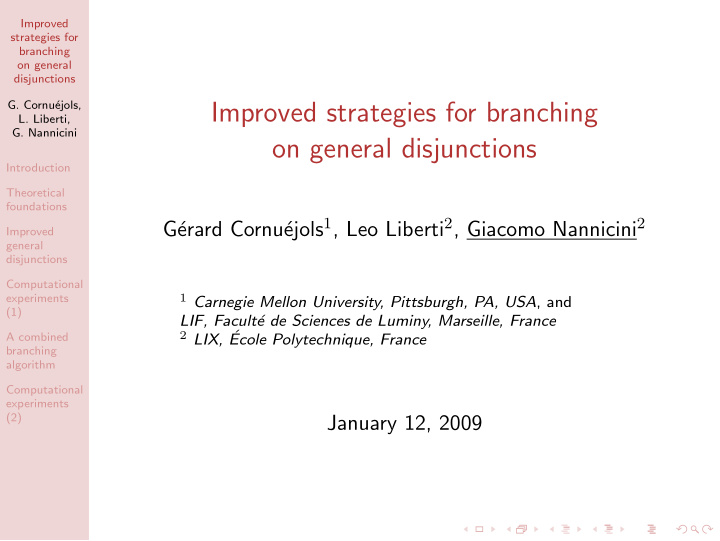 improved strategies for branching