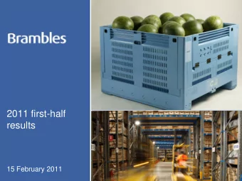 results  15 February 2011  Discussion topics  Business update and result overview  Tom Gorman, CEO