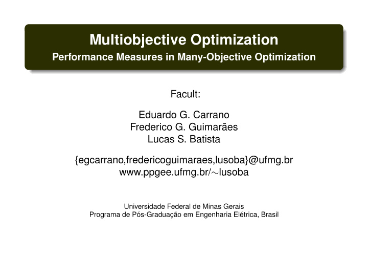 multiobjective optimization
