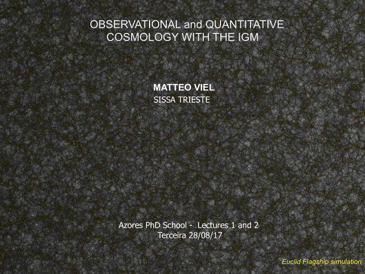 observational and quantitative cosmology with the igm