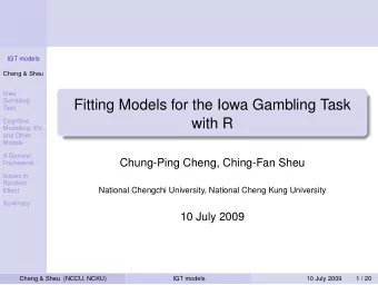 Fitting Models for the Iowa Gambling Task  Task  with R  Cognitive  Modelling: EV  and Other