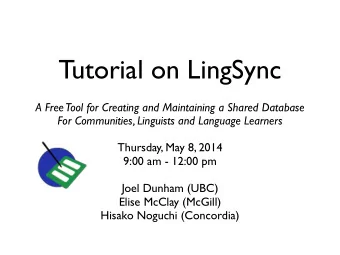 Tutorial on LingSync  A Free  Tool for Creating and Maintaining a Shared Database  For Communities,