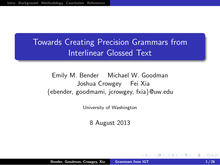 towards creating precision grammars from interlinear