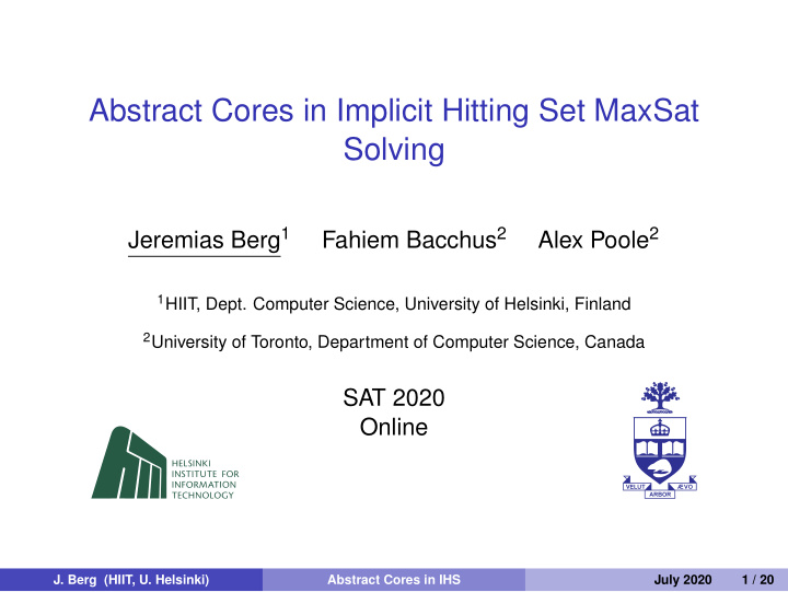 abstract cores in implicit hitting set maxsat solving