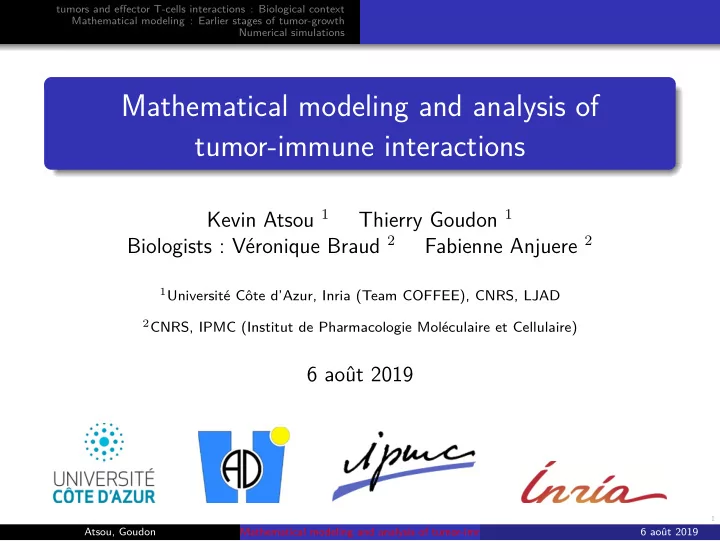 mathematical modeling and analysis of tumor immune
