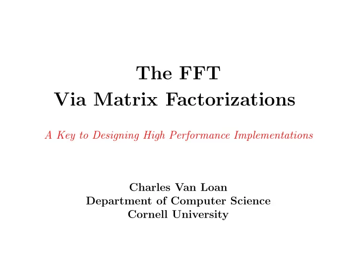 the fft via matrix factorizations