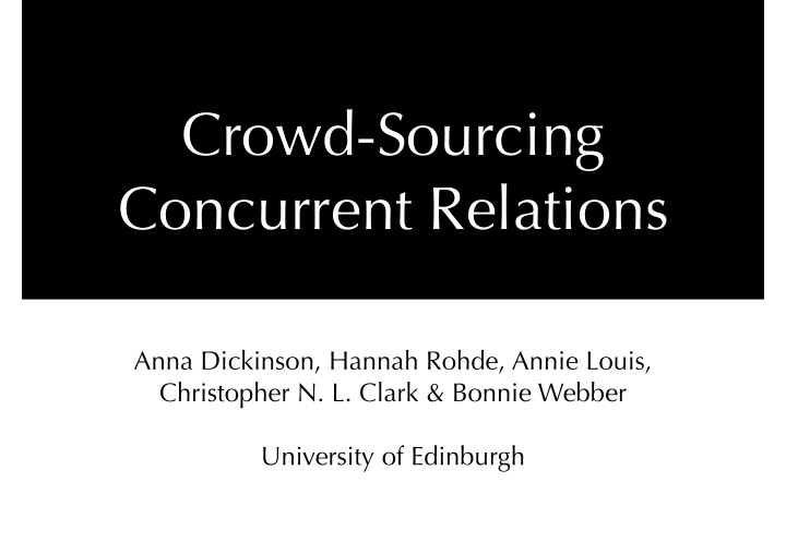 crowd sourcing concurrent relations
