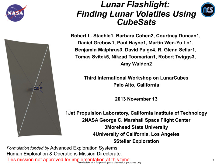 lunar flashlight finding lunar volatiles using cubesats