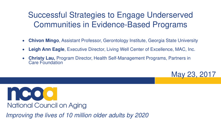 communities in evidence based programs